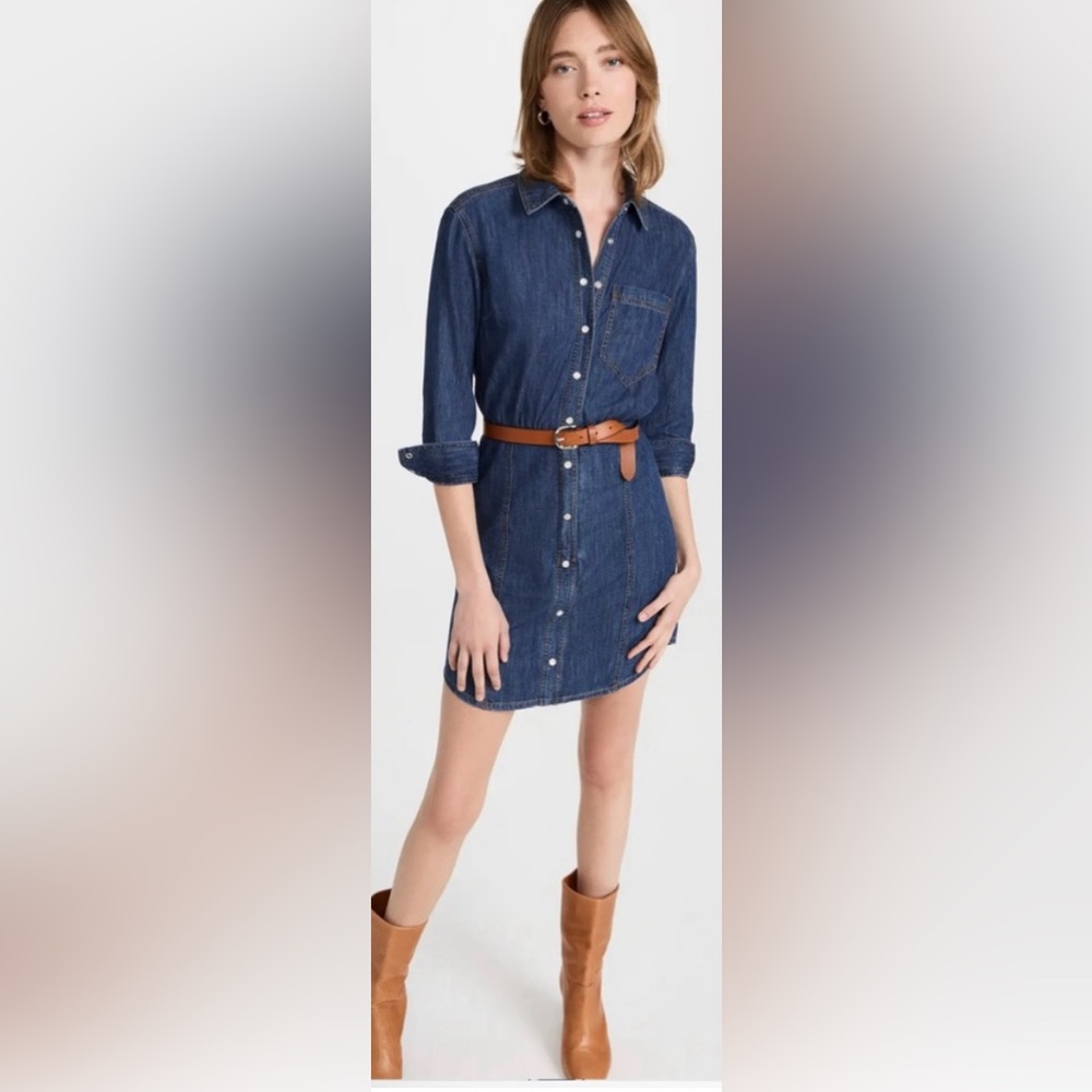 Veronica Beard Blue Denim Dress with Brown Belt